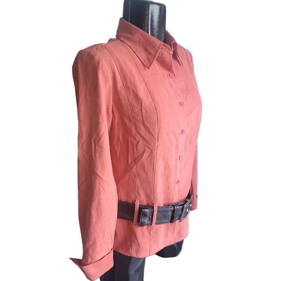 Puli red/burnt orange colored shirt with belt Sz.10 - Picture 3 of 7